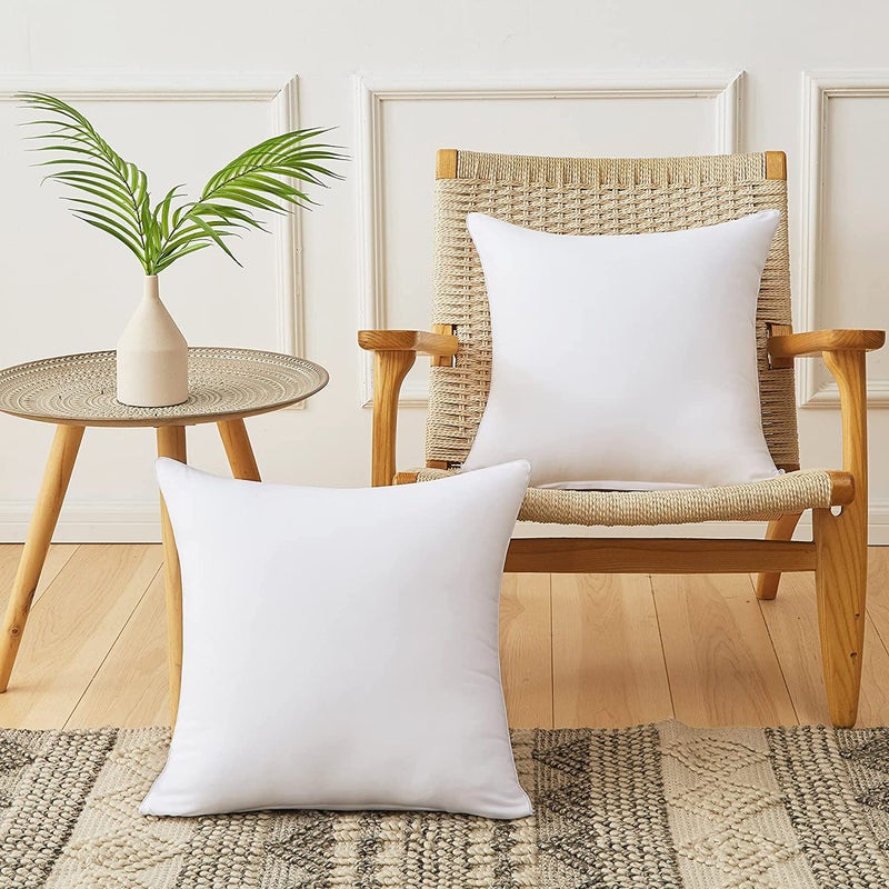 Qeils 18 x 18 Pillow Inserts Set of 2 White Throw Pillow Inserts with Soft Polyester Cover - Rectangle Square Interior Sofa Pillow Inserts Decorative Pillow Insert White Couch Pillow - Image 2